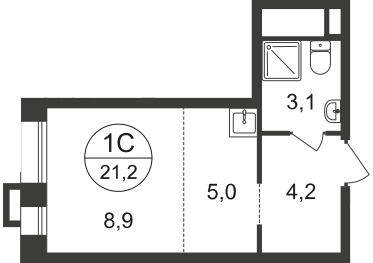 Студия, 21 м²