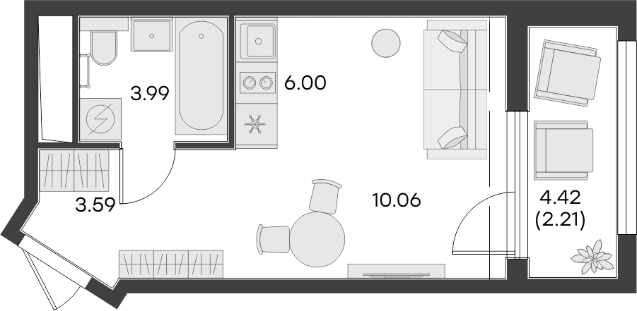 Студия, 26 м²