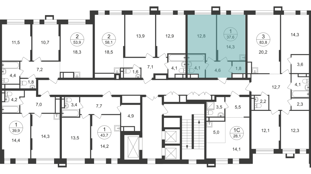 1-х комн. кв., 37 м²