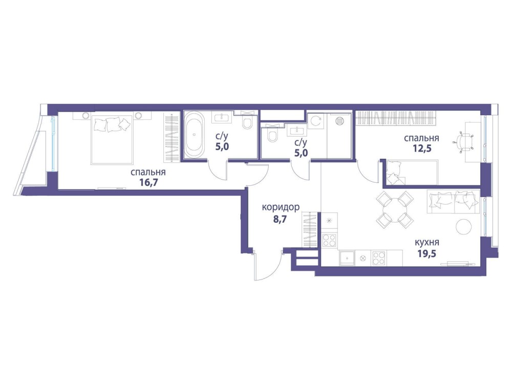 2-х комн. кв., 67.4 м²