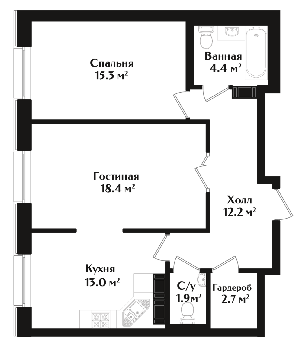 2-х комн. кв., 67.9 м²