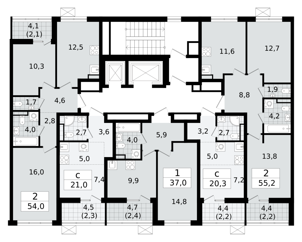 1-х комн. кв., 21.2 м²