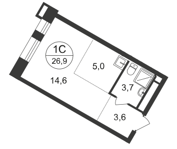 Студия, 26 м²