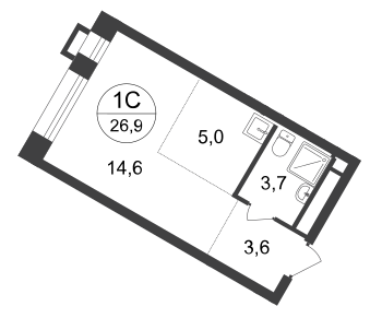 Студия, 26 м²