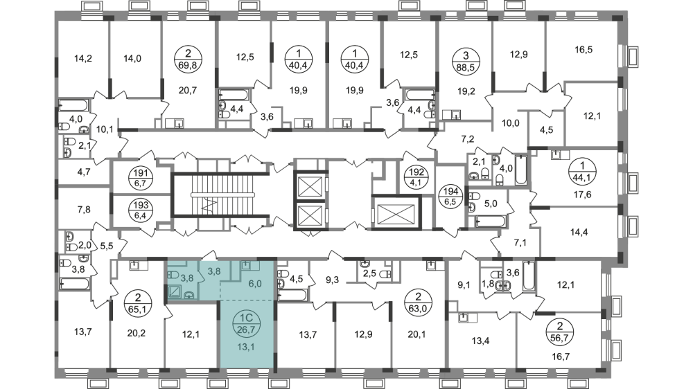 Студия, 26 м²