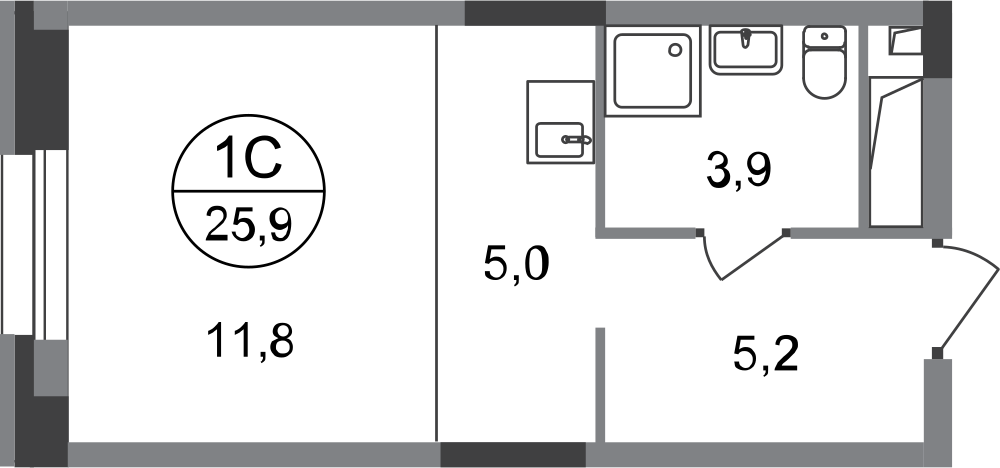 Студия, 25 м²