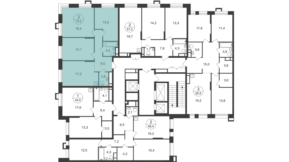 3-х комн. кв., 79 м²