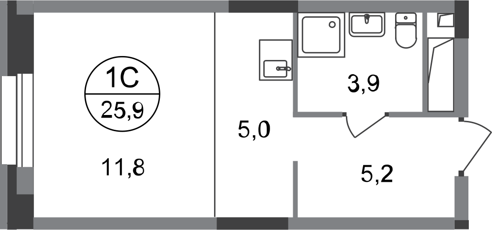 Студия, 25 м²