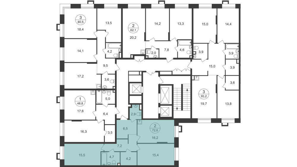 2-х комн. кв., 71 м²