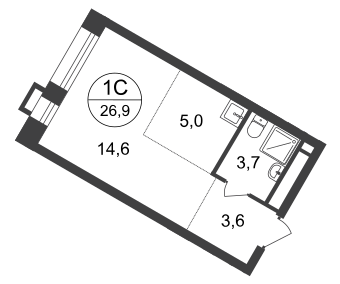 Студия, 26 м²