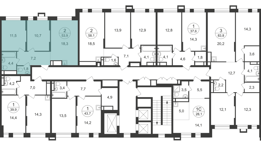 2-х комн. кв., 53 м²