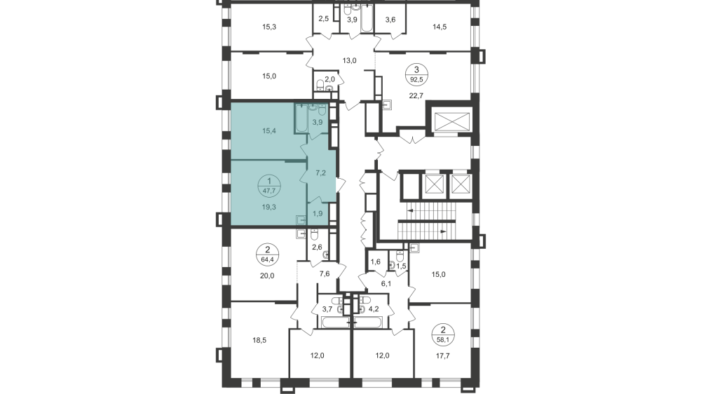 1-х комн. кв., 47 м²