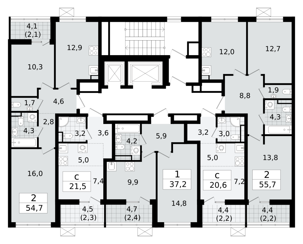 1-х комн. кв., 21.5 м²