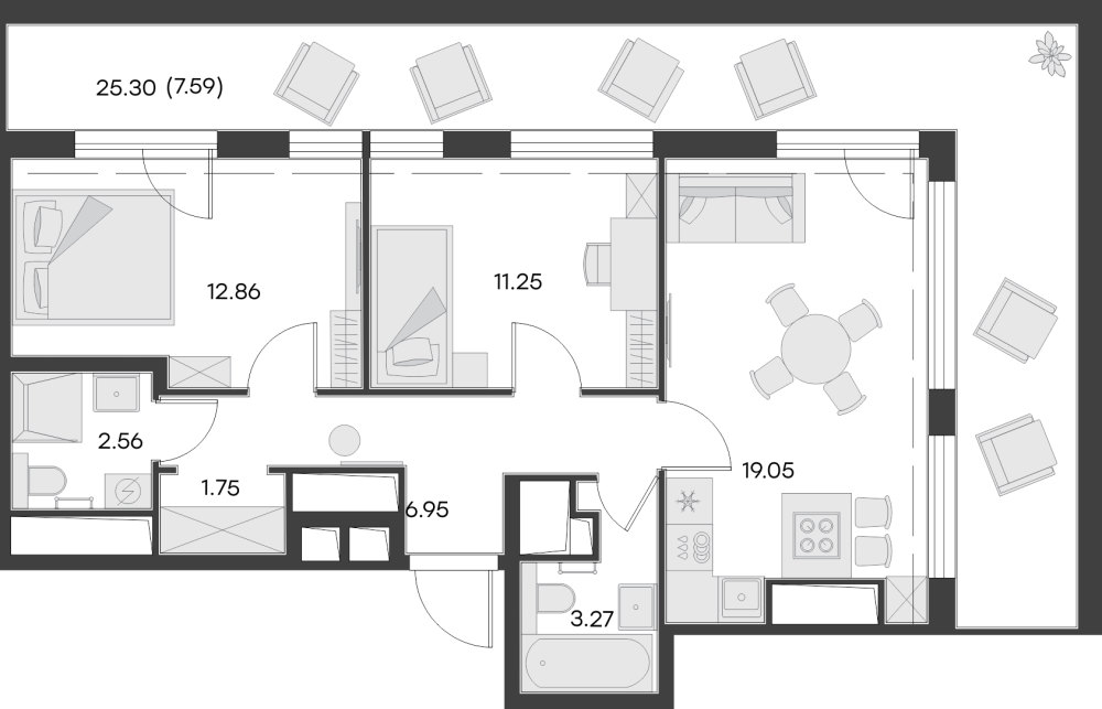 2-х комн. кв., 67 м²